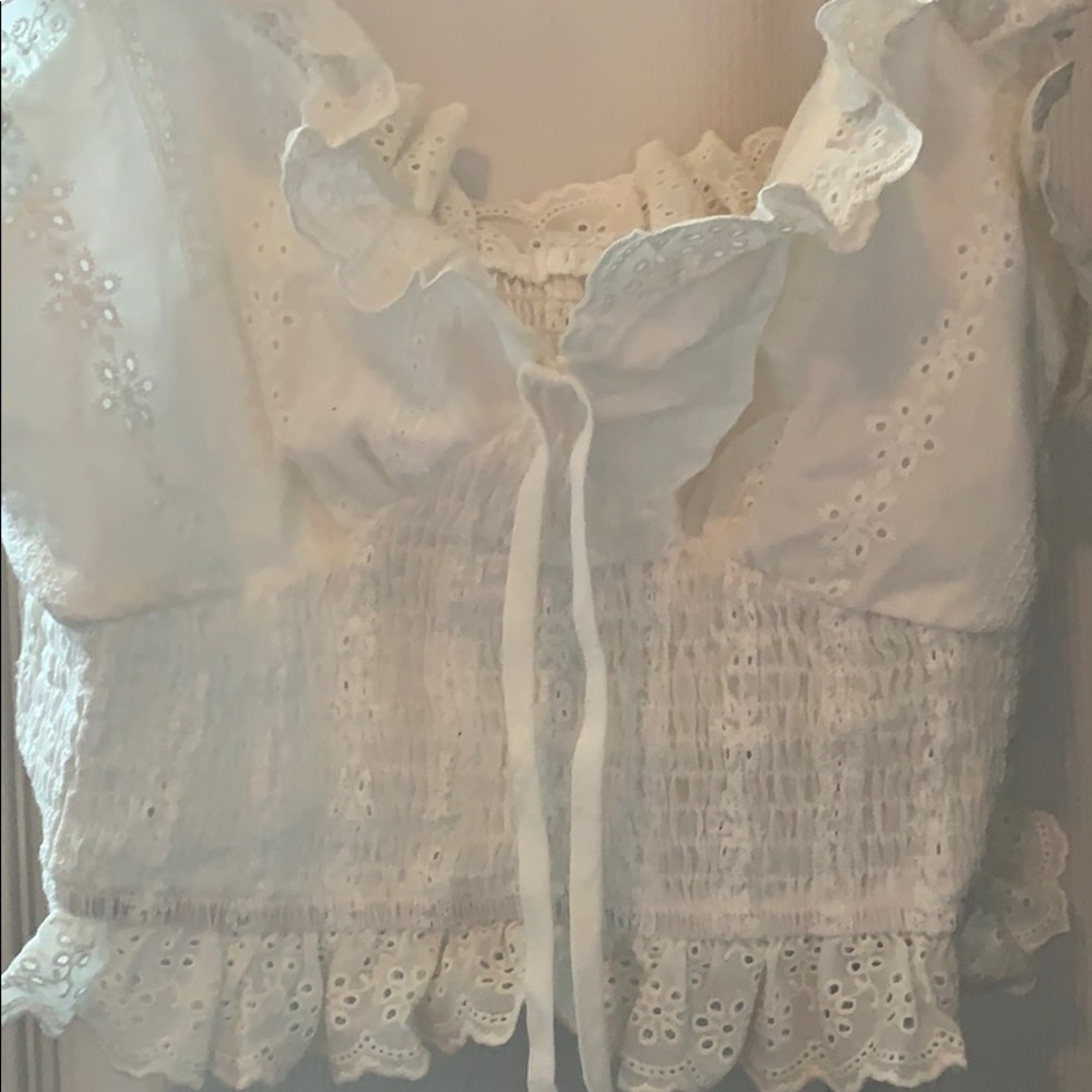 SHEIN white cropped dress shirt (new)